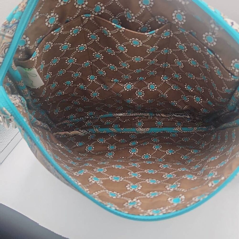 Vera Bradley totally turquiose messenger bag,wallet and clip on ID holder - Picture 7 of 13